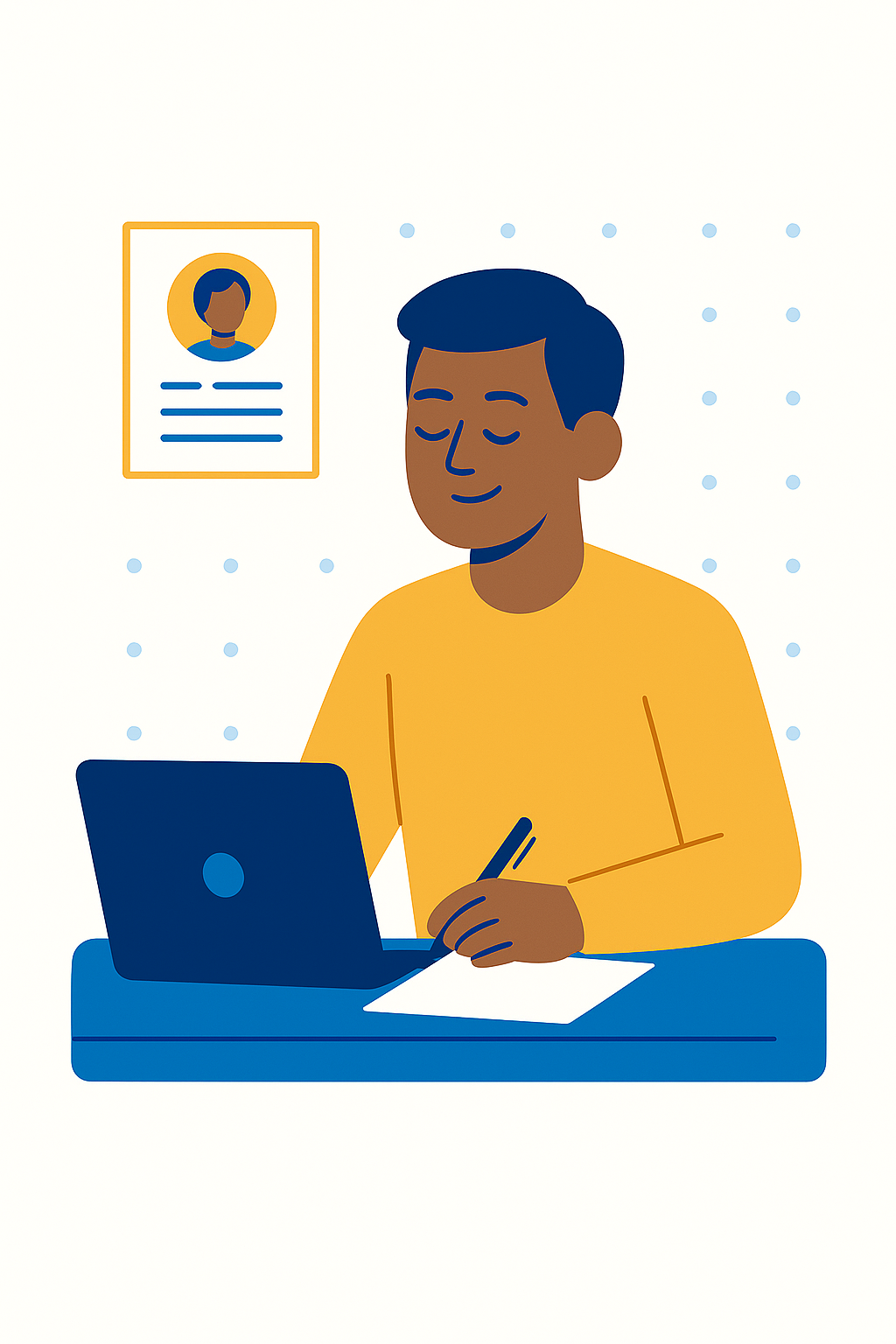 Person som skapar professionellt CV på dator med moderna CV-mallar och verktyg